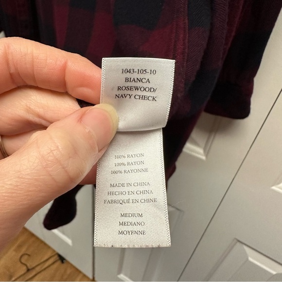 Rails Bianca Rosewood Navy Checkered Button Down Shirt Dress Size Medium - Picture 9 of 10